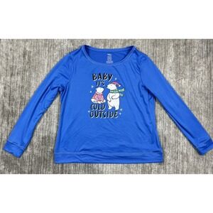 Secret Treasures Pajama Top Womens Large Blue Christmas Baby It's Cold Outside